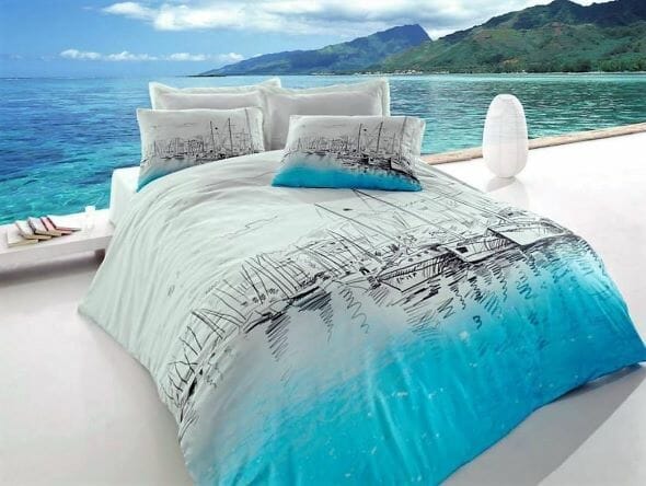 dormitor turcoaz cu alb 